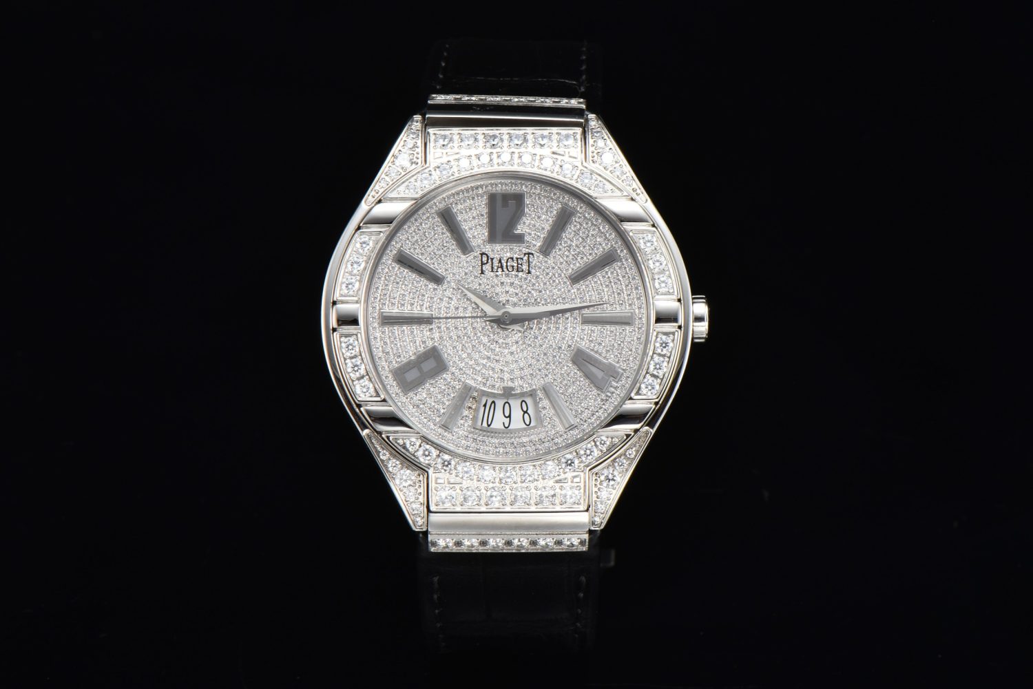Piaget Polo Real WG Diamonds Dial/Bezel on Black Croco Strap Swiss A10 - Image 1
