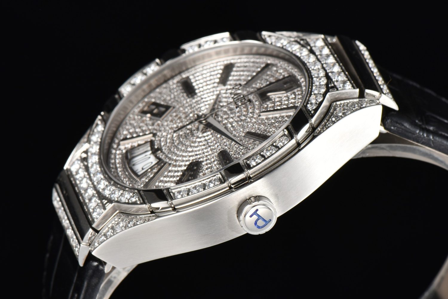 Piaget Polo Real WG Diamonds Dial/Bezel on Black Croco Strap Swiss A10 - Image 7