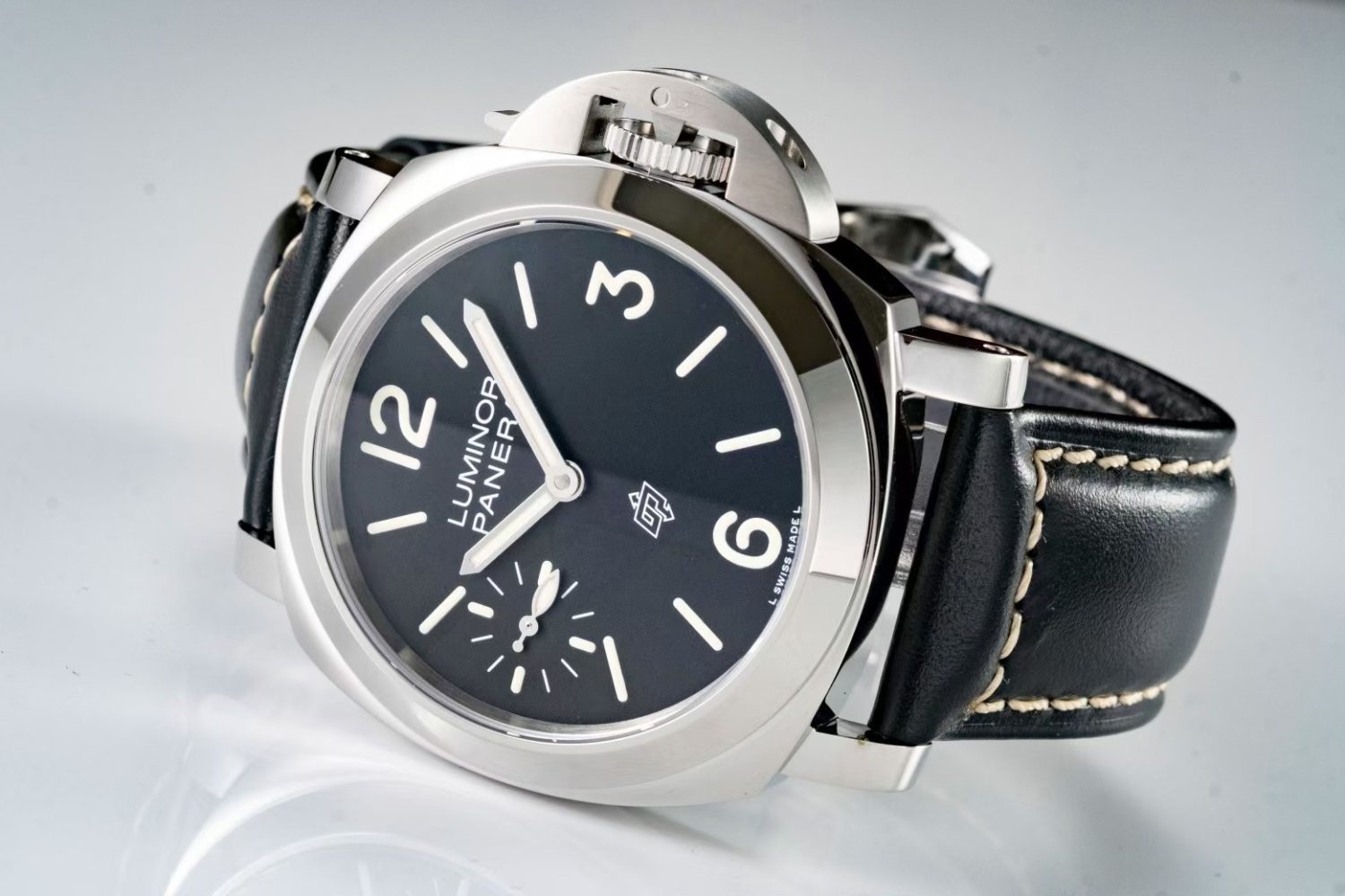 PAM1084 Luminor 44mm HWF 1:1 Best Edition Black Dial on Black Leather Strap A6497 - Image 6