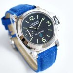PAM777  Luminor Marina 44mm HWF 1:1 Best Edition Black Dial on Blue Leather Strap A6497 - Image 4