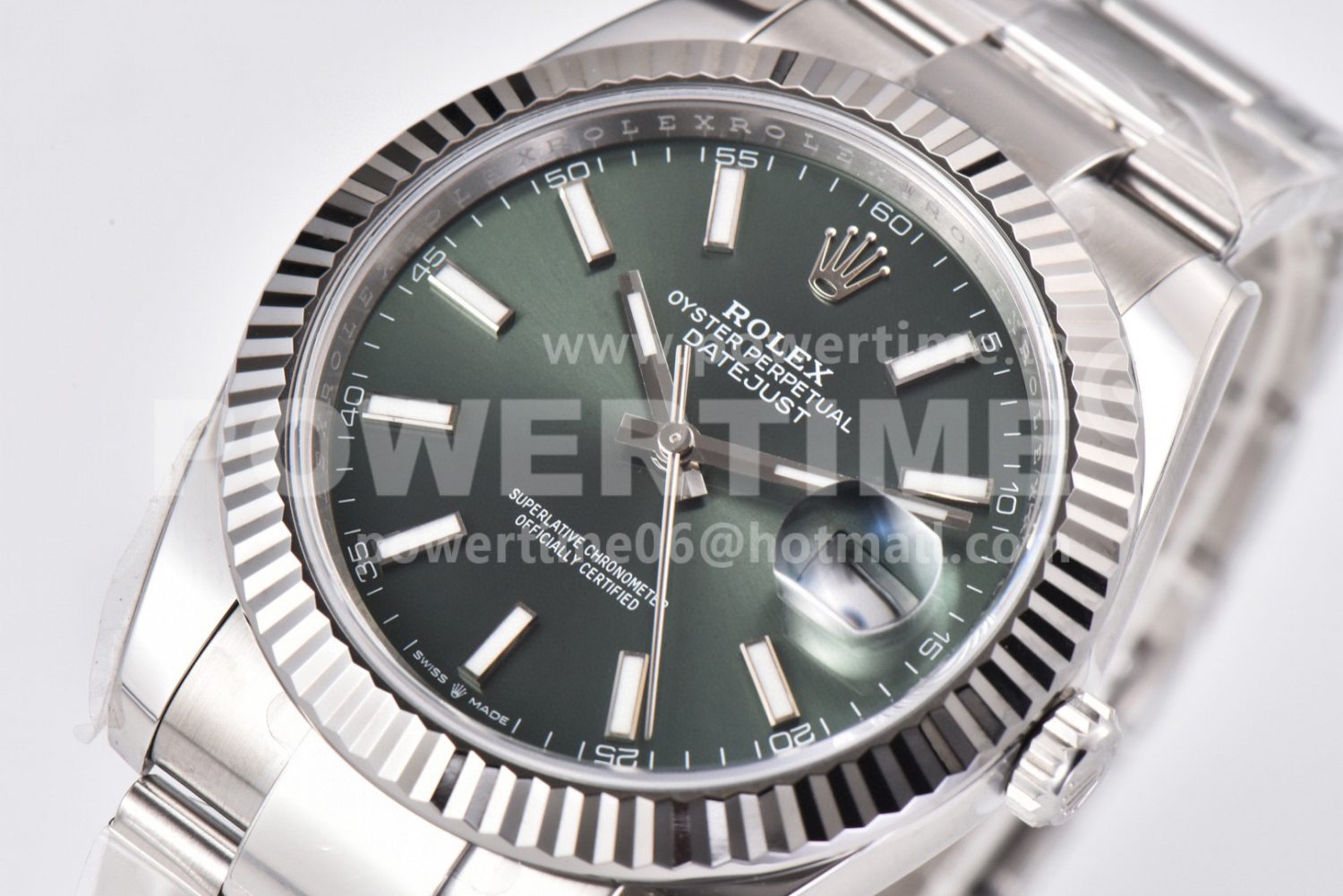 DateJust 41 126334 Clean 1:1 Best Edition 904L Steel Green Stick Dial on Oyster Bracelet VR3235 Super Clone - Image 2