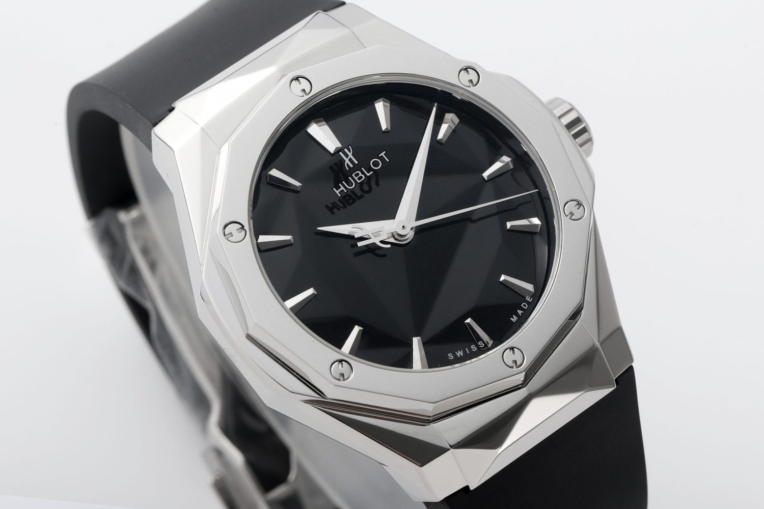 CLASSIC FUSION ORLINSKI SS APSF 1:1 BEST EDTION BLACK FACETED DIAL ON BLACK RUBBER STRAP A2892 - Image 3