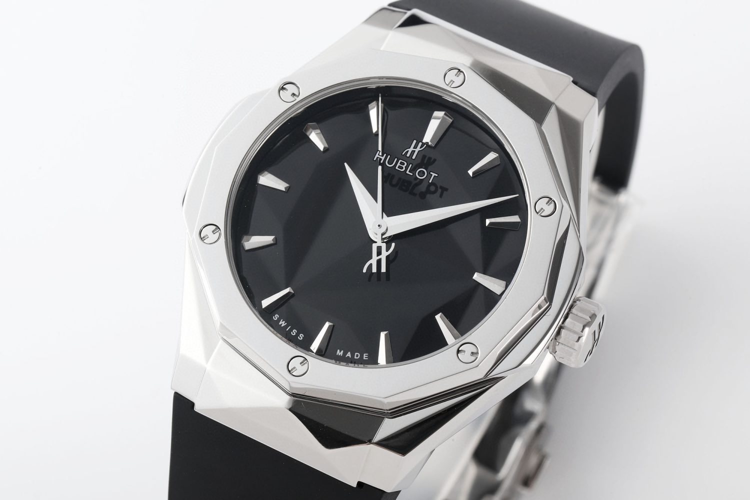 CLASSIC FUSION ORLINSKI SS APSF 1:1 BEST EDTION BLACK FACETED DIAL ON BLACK RUBBER STRAP A2892 - Image 2