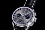 PREMIER B01 CHRONO SS 42MM GF 1:1 BEST EDITION GRAY/BLACK DIAL ON BLACK LEATHER STRAP A7750 - Image 15