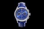 PREMIER B01 CHRONO SS 42MM GF 1:1 BEST EDITION BLUE DIAL ON BLUE LEATHER STRAP A7750