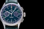 PREMIER B01 CHRONO SS 42MM GF 1:1 BEST EDITION GREEN DIAL ON GREEN LEATHER STRAP A7750 - Image 4