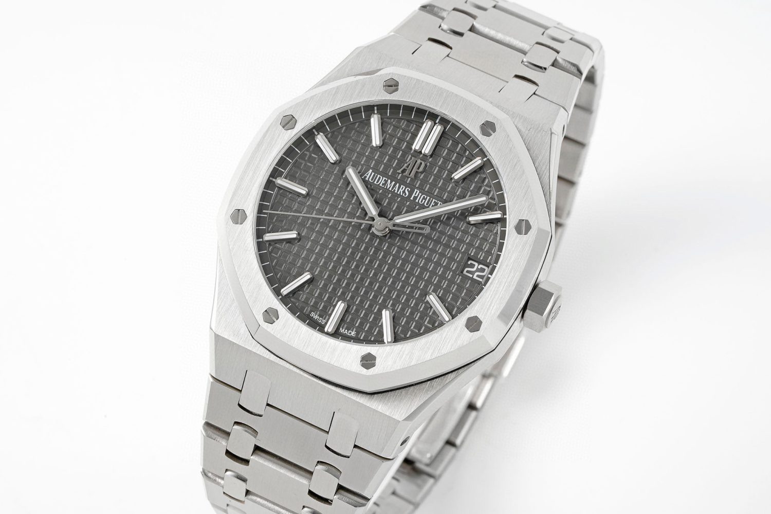ROYAL OAK 41MM 15500 SS APSF 1:1 BEST EDITION GRAY TEXTURED DIAL ON SS BRACELET SA4302 SUPER CLONE - Image 9