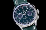 PREMIER B01 CHRONO SS 42MM GF 1:1 BEST EDITION GREEN DIAL ON GREEN LEATHER STRAP A7750 - Image 2