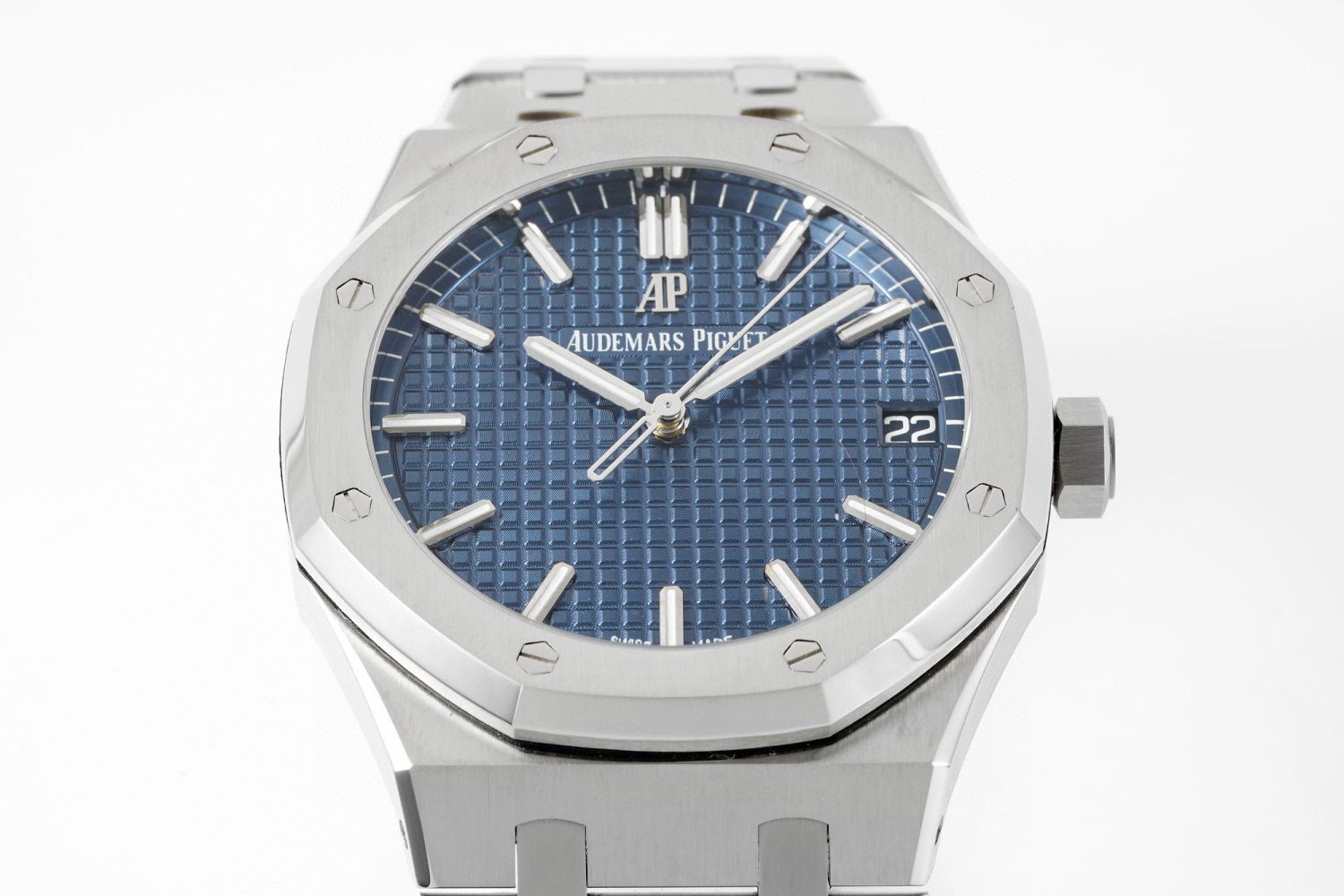 ROYAL OAK 41MM 15500 SS APSF 1:1 BEST EDITION BLUE TEXTURED DIAL ON SS BRACELET SA4302 SUPER CLONE - Image 2