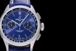 PREMIER B01 CHRONO SS 42MM GF 1:1 BEST EDITION BLUE DIAL ON BLUE LEATHER STRAP A7750 - Image 4