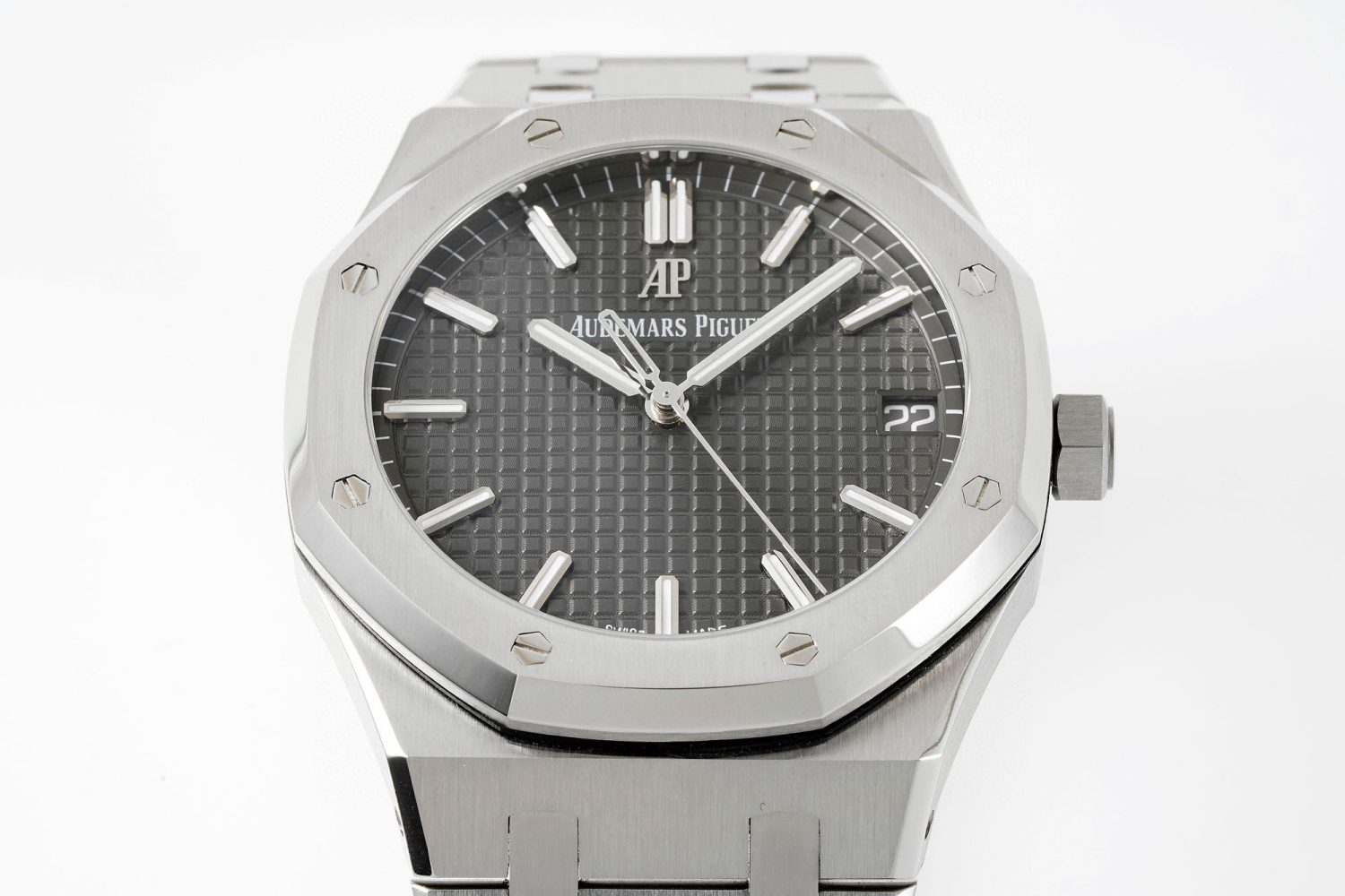 ROYAL OAK 41MM 15500 SS APSF 1:1 BEST EDITION GRAY TEXTURED DIAL ON SS BRACELET SA4302 SUPER CLONE - Image 2