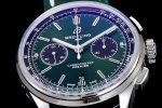 PREMIER B01 CHRONO SS 42MM GF 1:1 BEST EDITION GREEN DIAL ON GREEN LEATHER STRAP A7750 - Image 8