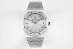ROYAL OAK 41MM 15500 SS APSF 1:1 BEST EDITION WHITE TEXTURED DIAL ON SS BRACELET SA4302 SUPER CLONE