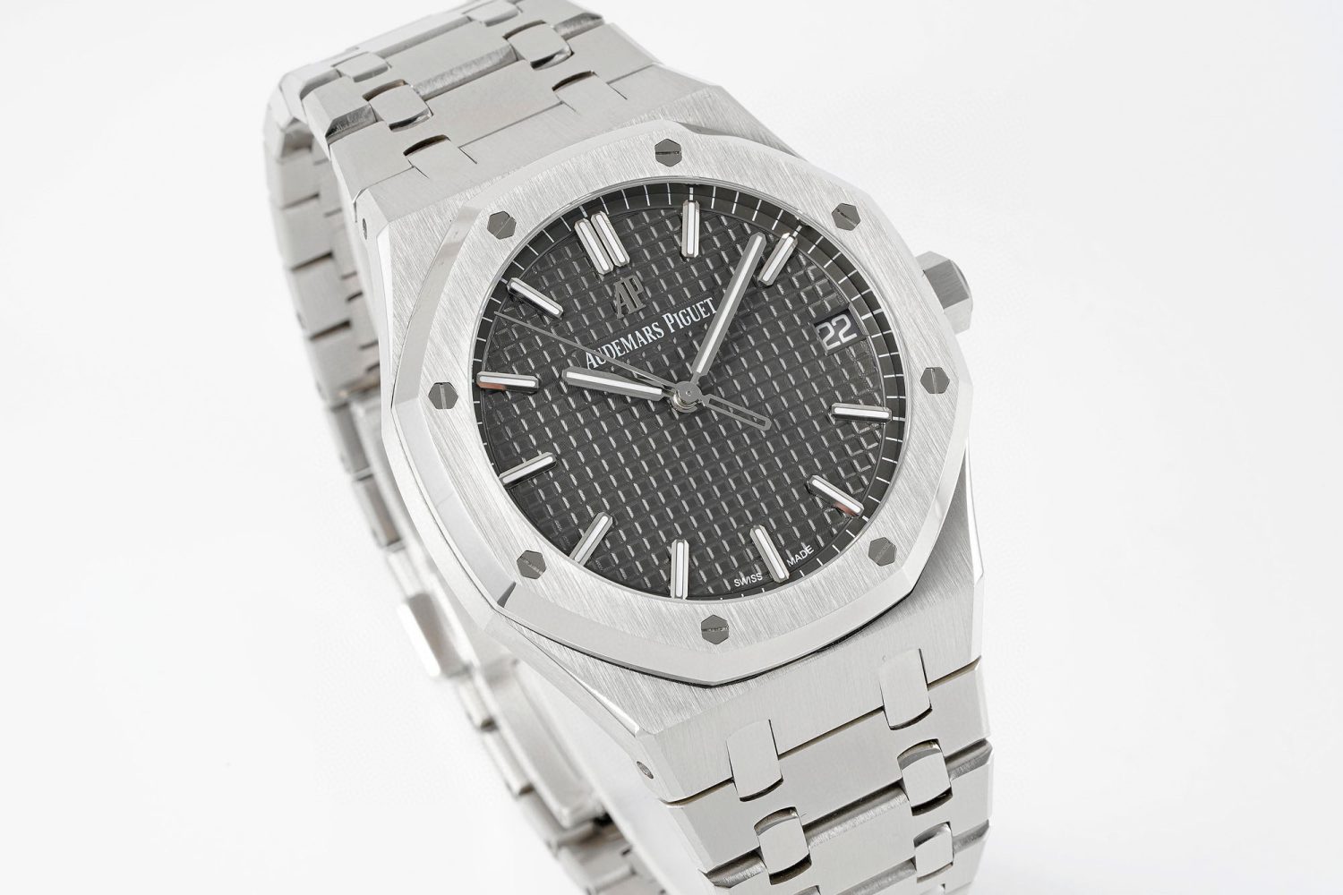 ROYAL OAK 41MM 15500 SS APSF 1:1 BEST EDITION GRAY TEXTURED DIAL ON SS BRACELET SA4302 SUPER CLONE - Image 3