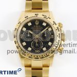 Daytona 116508 Clean 1:1 Best Edition Black Diamonds Dial on YG Bracelet SA4130 Super Clone