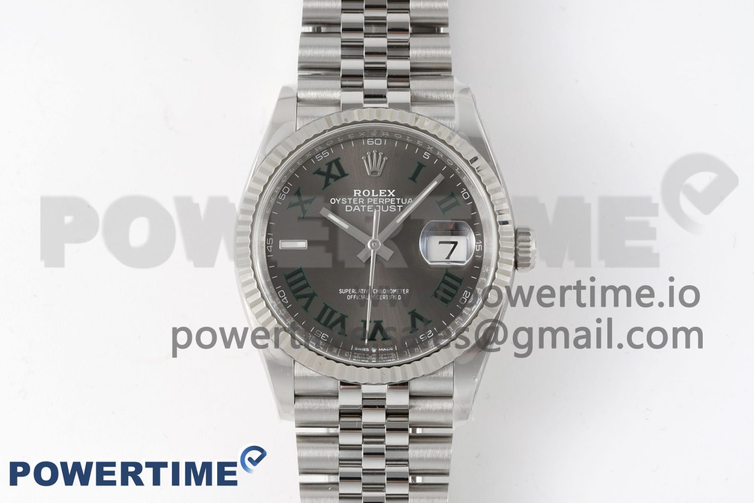 DateJust 126234 904L SS Clean Factory Best Edition Gray Dial on Green Roman Jubilee Bracelet VR3235 Super Clone - Image 1