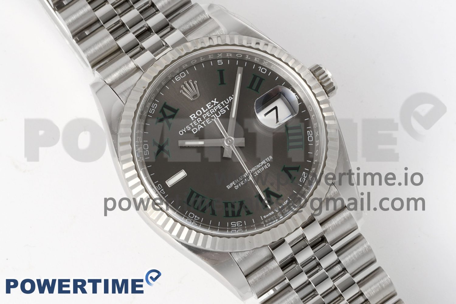 DateJust 126234 904L SS Clean Factory Best Edition Gray Dial on Green Roman Jubilee Bracelet VR3235 Super Clone - Image 3