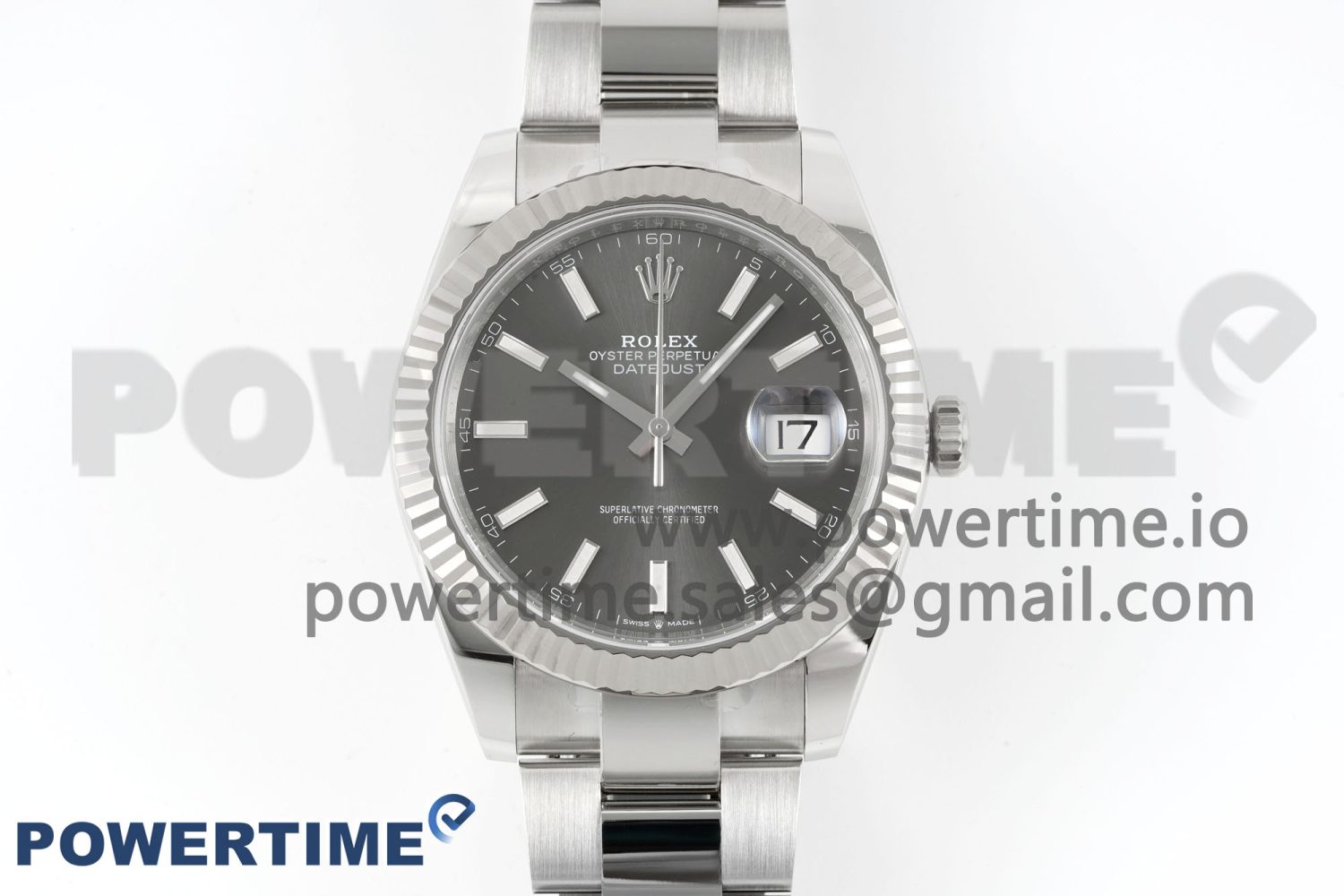 Rolex DateJust 41 126334 Clean 1:1 Best Edition 904L Steel Gray Stick Dial on Oyster Bracelet VR3235 Super Clone Watch - Image 1
