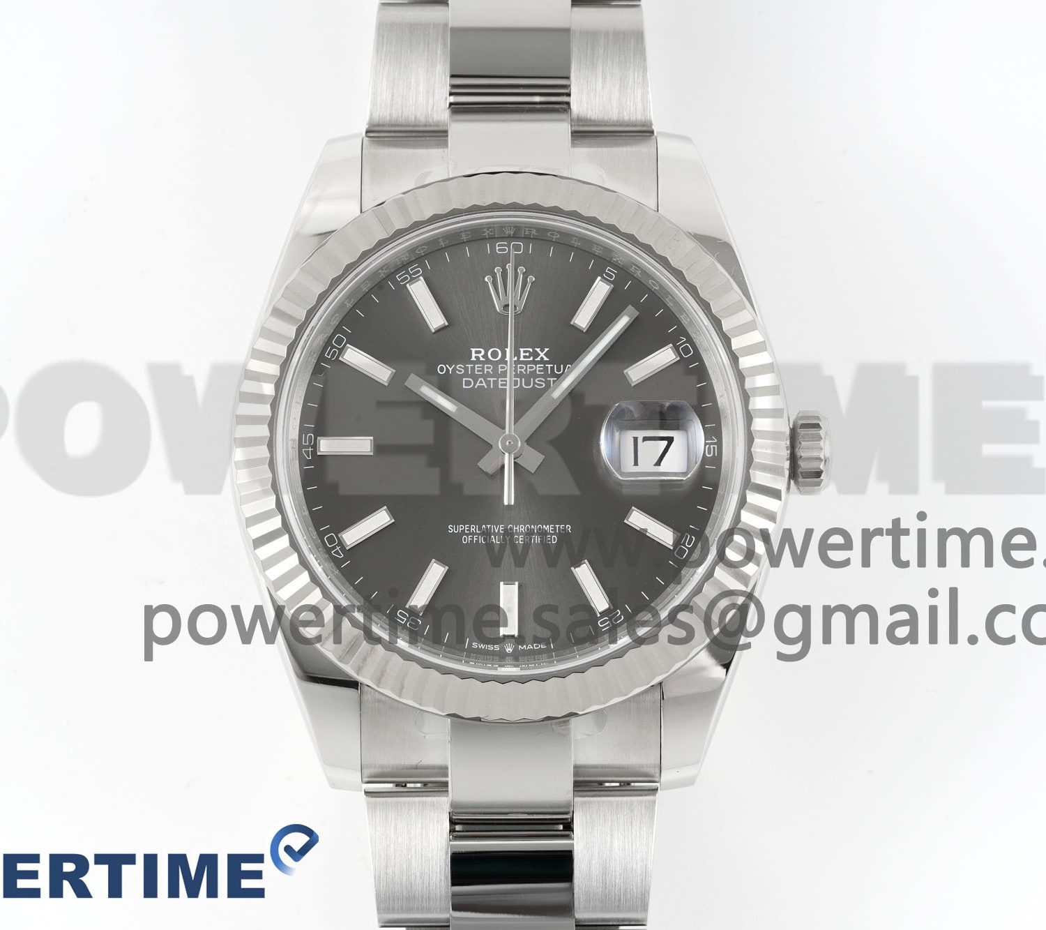 Rolex DateJust 41 126334 Clean 1:1 Best Edition 904L Steel Gray Stick Dial on Oyster Bracelet VR3235 Super Clone Watch