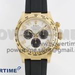 Daytona 116509 Clean 1:1 Best Edition YG Case White Dial on Rubber Strap SA4130 V2 Super Clone
