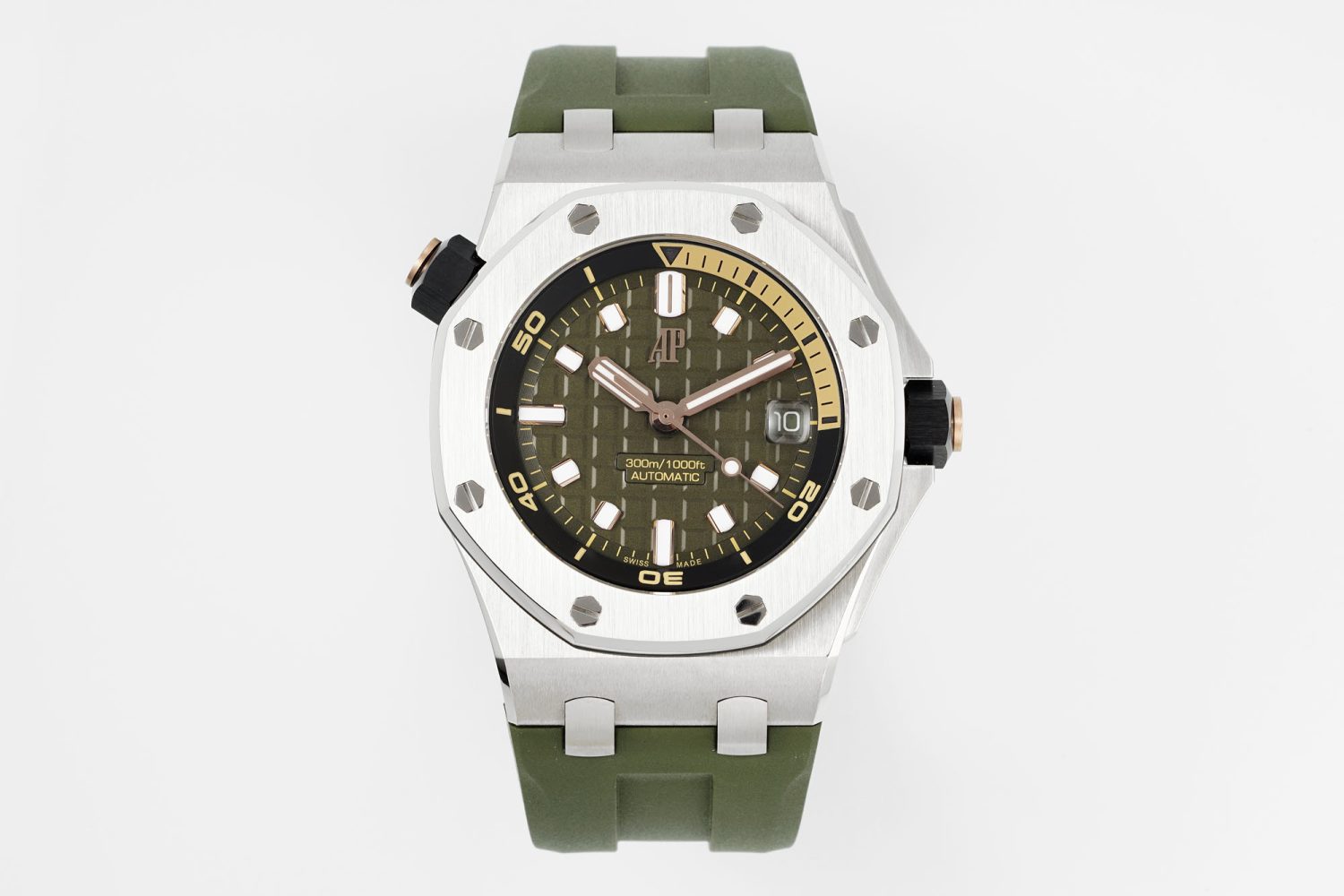 Royal Oak Offshore Diver 15720 Green Ceramic Bezel SS APF 1:1 Best Edition Green Dial on Green Rubber Strap A4308 - Image 1