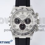 Daytona 116509 Clean 1:1 Best Edition 904L SS Case White Dial on Rubber Strap SA4130 V2