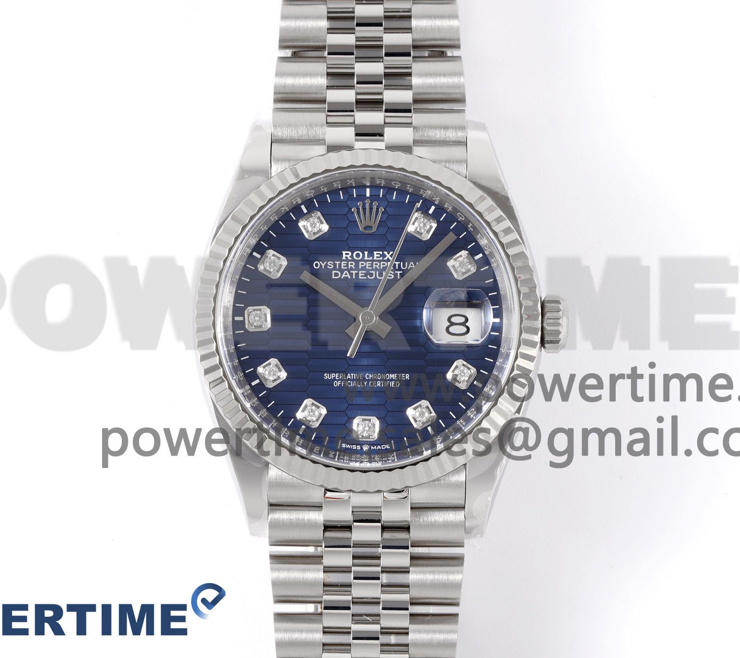 DateJust 36 126234 Clean 1:1 Best Edition 904L Steel Blue Textured Diamonds Dial on Jubilee Bracelet VR3235