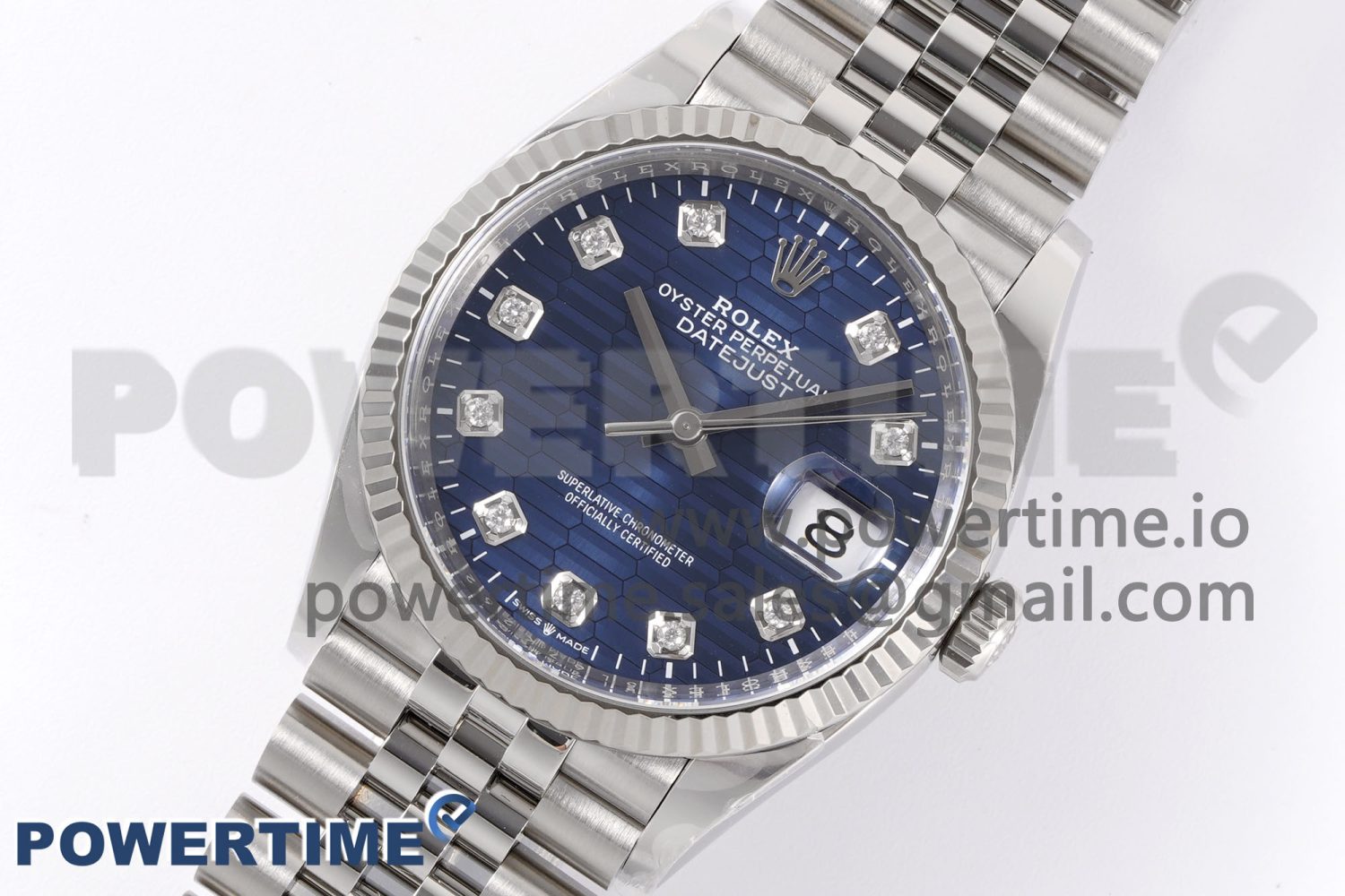 DateJust 36 126234 Clean 1:1 Best Edition 904L Steel Blue Textured Diamonds Dial on Jubilee Bracelet VR3235 - Image 2