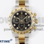 Daytona 116503 Clean 1:1 Best Edition Black Diamonds Dial on YG/SS Bracelet SA4130 Super Clone