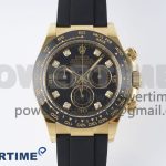 Daytona 116518 Clean Factory 1:1 Best Edition Black Diamonds Dial on Oysterflex Rubber Strap SA4130 Super Clone