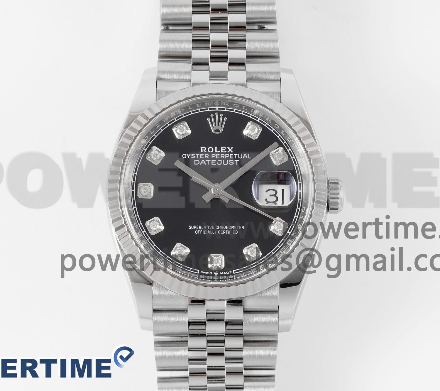 DateJust 36 126234 Clean 1:1 Best Edition 904L Steel Black Diamond Dial on Jubilee Bracelet VR3235