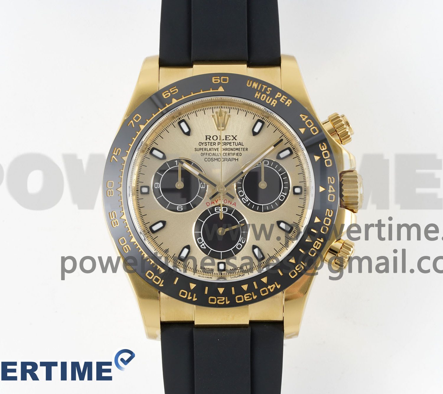 Daytona 116518 Clean Factory YG 1:1 Best Edition Black/YG Dial on Oysterflex Rubber Strap SA4130