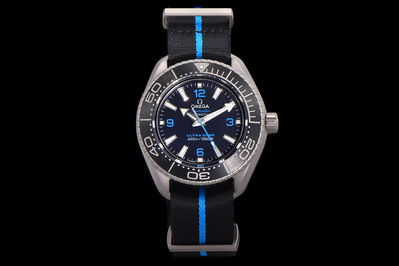 SEAMASTER 6000M ULTRA DEEP SS SBF 1:1 BEST EDITION BLACK DIAL ON BLACK NYLON STRAP A8912 SUPER CLONE
