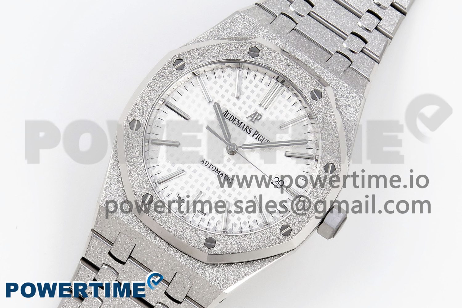 Royal Oak 41mm Frosted SS APSF 1:1 Best Edition White Textured Dial on SS Bracelet SA3120 Super Clone - Image 2