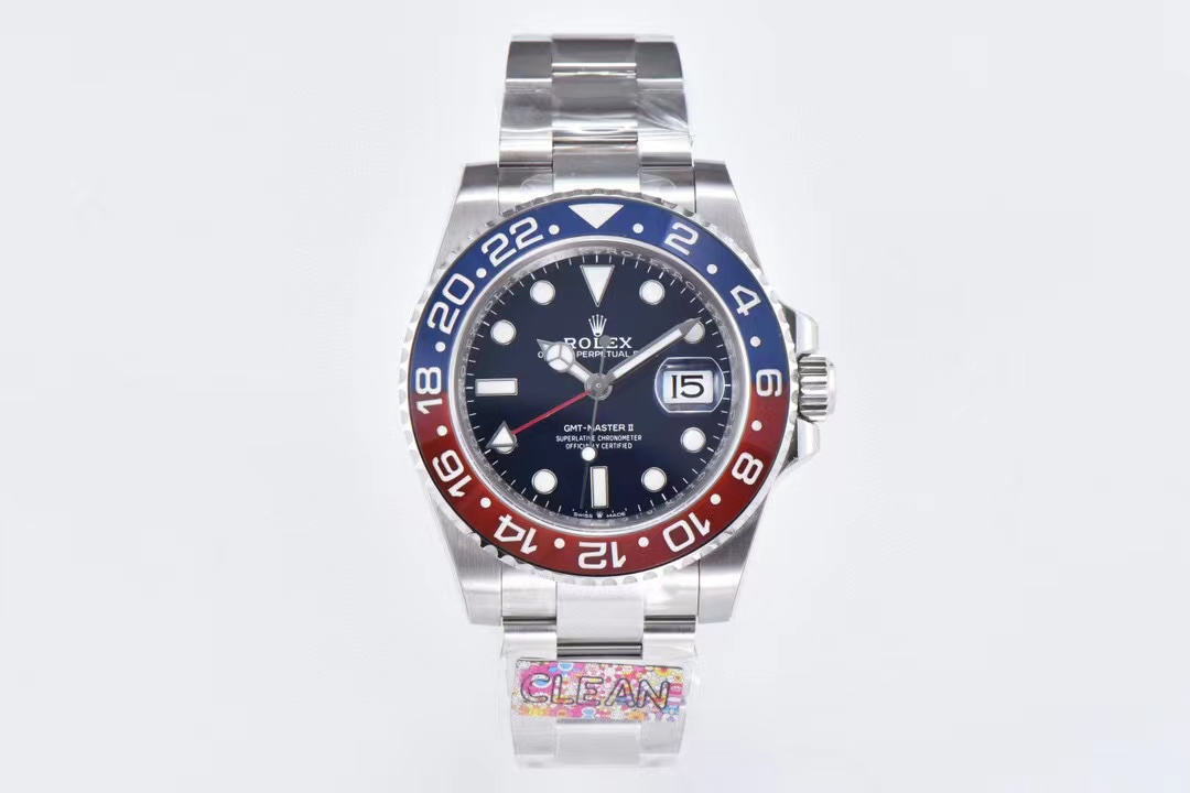 GMT Master II 126719 BLRO Red/Blue Ceramic 904L SS Clean Factory 1:1 Best Edition Blue Dial on Oyster Bracelet VR3186 CHS Super Clone