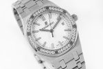 Lady Royal Oak 33mm SS 8F 1:1 Best Edition White Dial Diamonds Bezel on SS Bracelet Swiss Quartz Super Clone Watch - Image 6