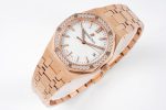 Lady Royal Oak 33mm RG 8F 1:1 Best Edition White Dial Diamonds Bezel on RG Bracelet Swiss Quartz Super Clone Watch - Image 4