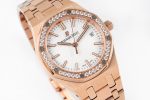 Lady Royal Oak 33mm RG 8F 1:1 Best Edition White Dial Diamonds Bezel on RG Bracelet Swiss Quartz Super Clone Watch - Image 6