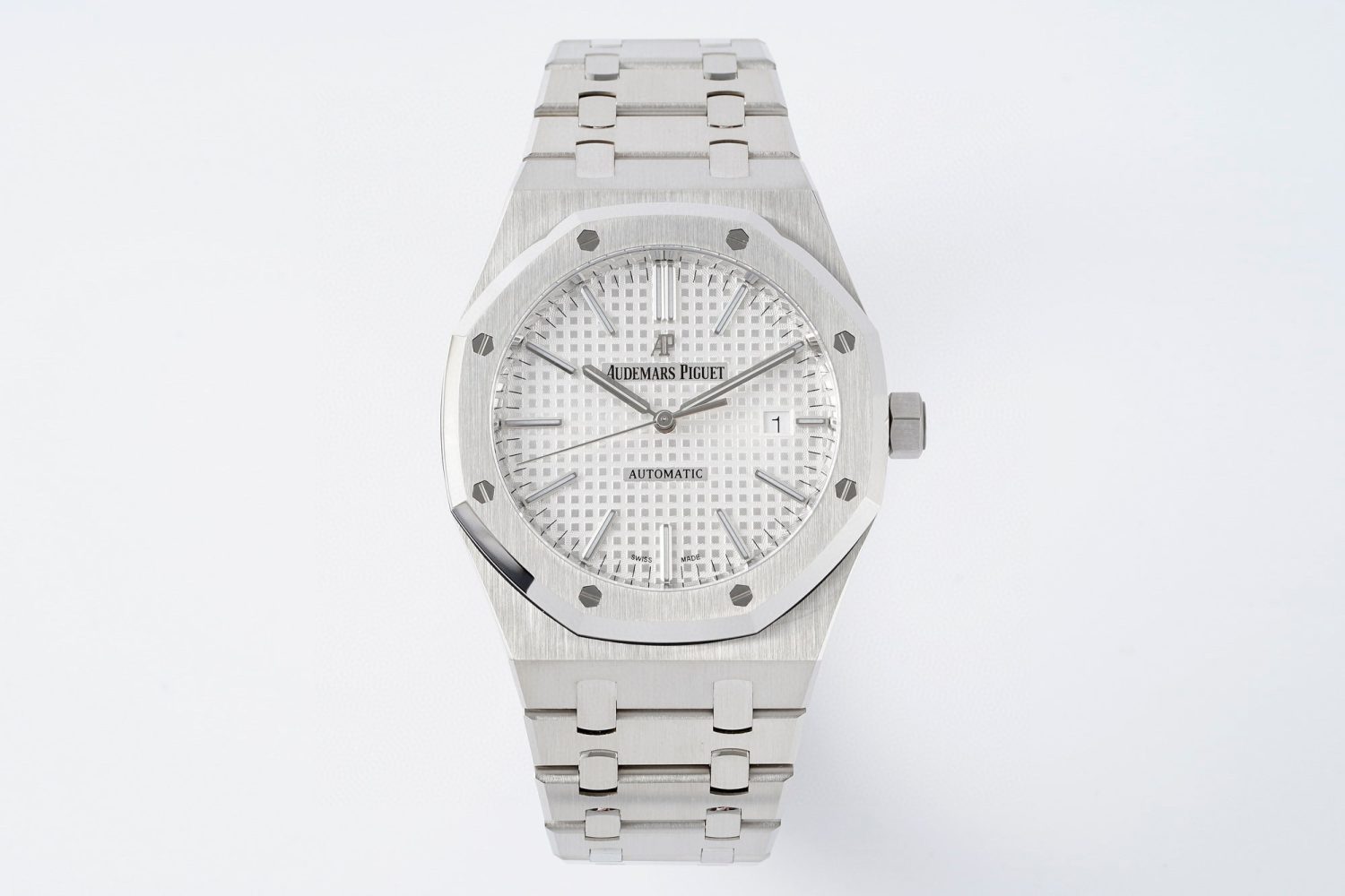 Royal Oak 41mm 15400 SS APSF 1:1 Best Edition White Textured Dial on SS Bracelet SA3120 Super Clone V3 Super Clone Watch - Image 1
