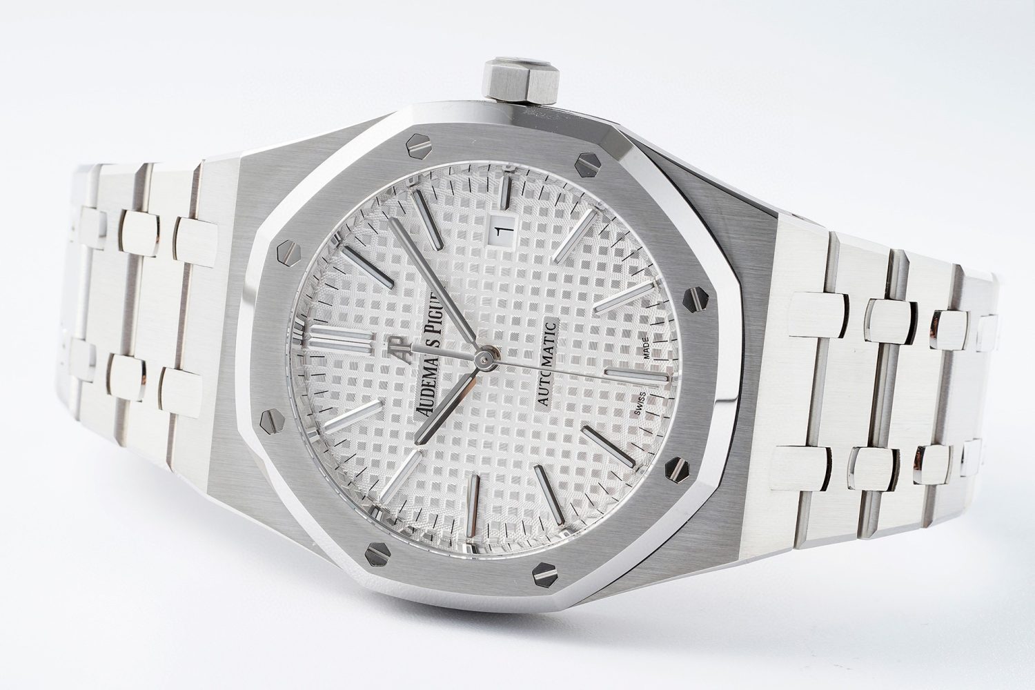 Royal Oak 41mm 15400 SS APSF 1:1 Best Edition White Textured Dial on SS Bracelet SA3120 Super Clone V3 Super Clone Watch - Image 6