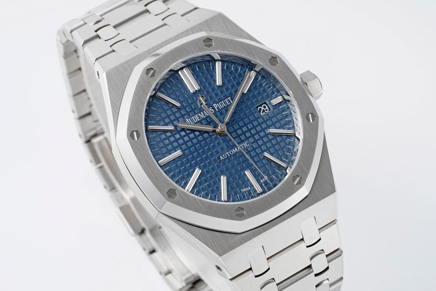 Royal Oak 41mm 15400 SS APSF 1:1 Best Edition Blue Textured Dial on SS Bracelet SA3120 Super Clone V3 - Image 3