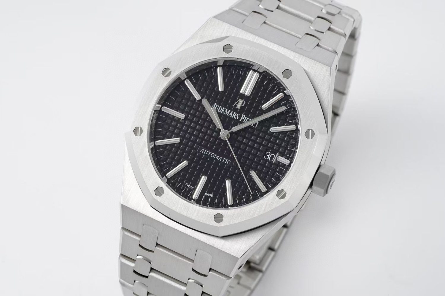 Royal Oak 41mm 15400 SS APSF 1:1 Best Edition Black Textured Dial on SS Bracelet SA3120 Super Clone V3 Super Clone Watch - Image 5