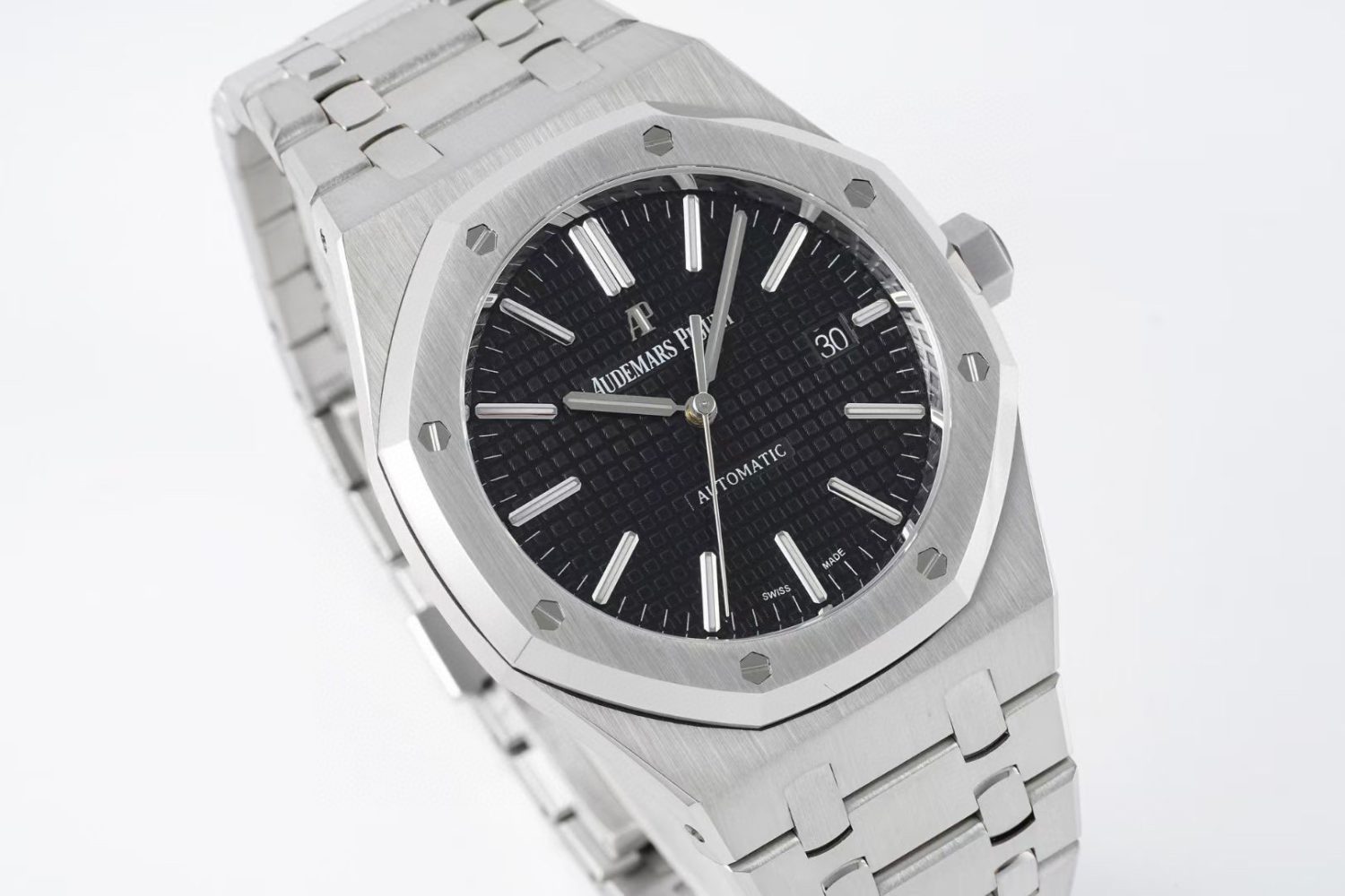 Royal Oak 41mm 15400 SS APSF 1:1 Best Edition Black Textured Dial on SS Bracelet SA3120 Super Clone V3 Super Clone Watch - Image 4