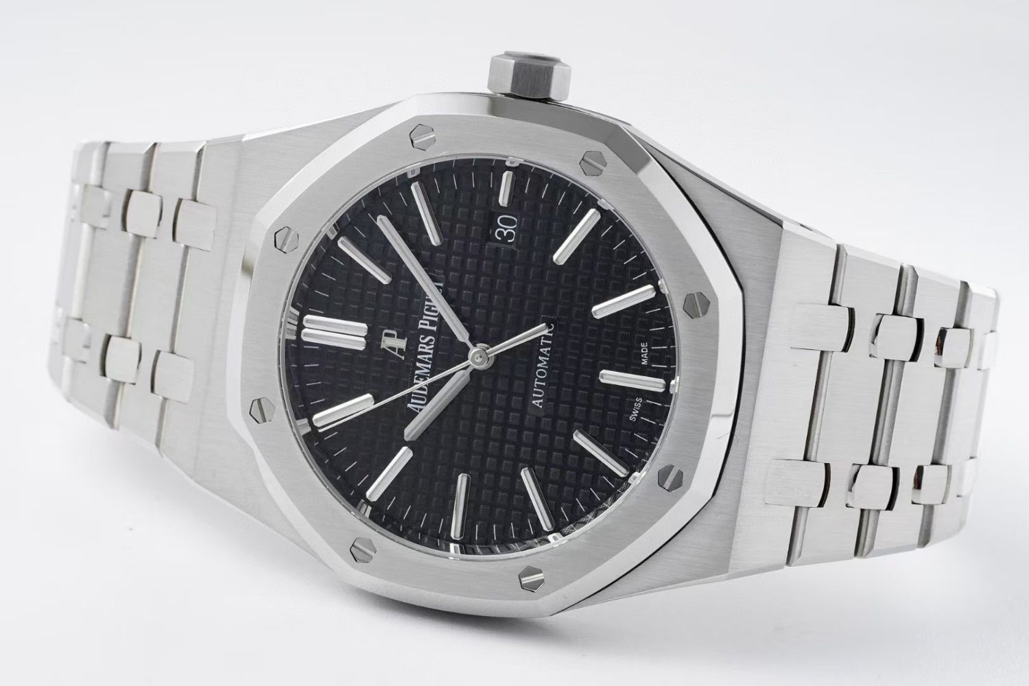 Royal Oak 41mm 15400 SS APSF 1:1 Best Edition Black Textured Dial on SS Bracelet SA3120 Super Clone V3 Super Clone Watch - Image 6