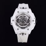Big Bang Sang Bleu II White Ceramic RSF Best Edition on White Rubber Strap A1240 Clone Watch