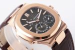 Nautilus 5712 RG PPF 1:1 Best Edition Gray Dial on Brown Leather Strap A240 Clone Watch - Image 7