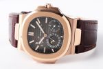 Nautilus 5712 RG PPF 1:1 Best Edition Gray Dial on Brown Leather Strap A240 Clone Watch - Image 6