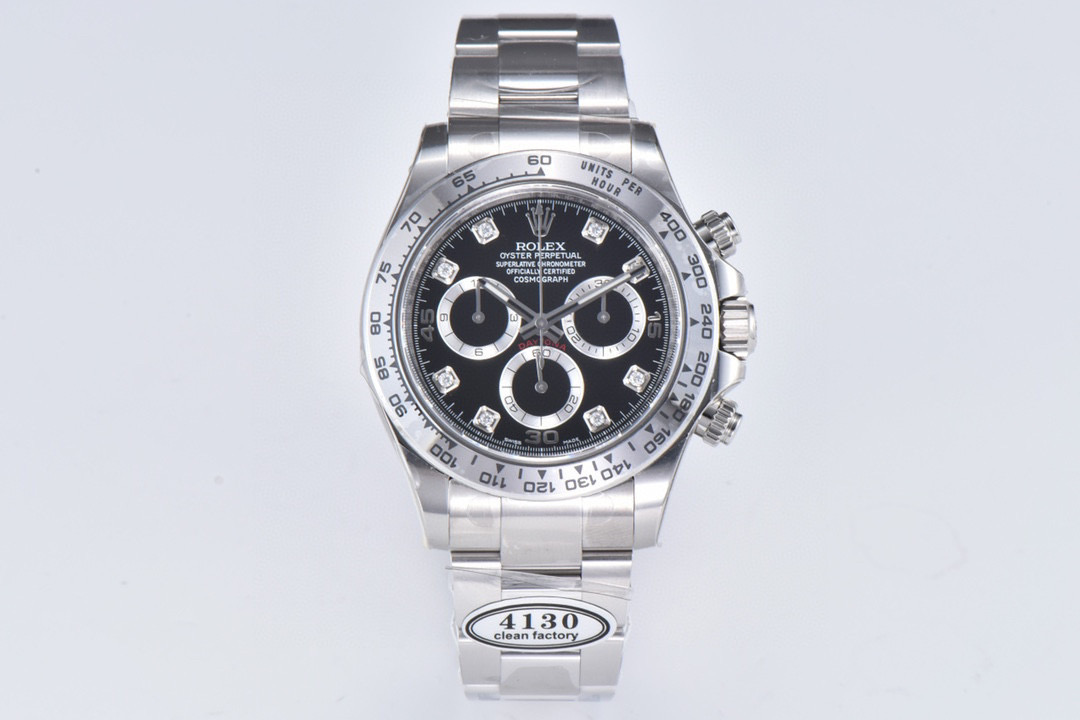 Daytona 116509 Clean Factory 1:1 Best Edition 904L SS Case and Bracelet Black Diamonds Dial SA4130 Super Clone