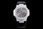 Nautilus 5711 SS 3KF 1:1 Best Edition Gray Textured Dial on Black Leather Strap A324 Super Clone V2