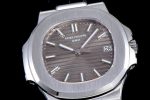 Nautilus 5711 SS 3KF 1:1 Best Edition Gray Textured Dial on Black Leather Strap A324 Super Clone V2 - Image 5